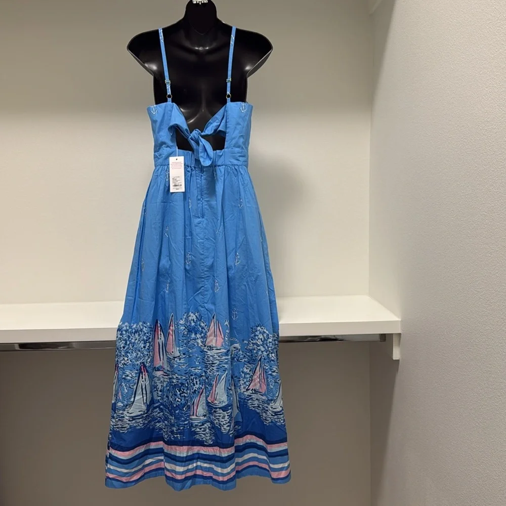 Lilly Pulitzer Charlese Cotton Halter Midi Dress Lunar Blue Womens Size 0 - Picture 7 of 15